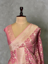 Pink Banarasi Gerogette saree - PBRHS1E
