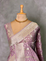 OnionPink Banarasi Gerogette saree - PBRHS1F