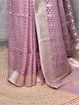 OnionPink Banarasi Gerogette saree - PBRHS1F