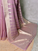 OnionPink Banarasi Gerogette saree - PBRHS1F