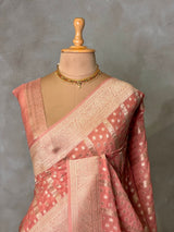 Peach Banarasi Gerogette saree - PBRHS1H