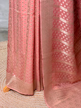 Peach Banarasi Gerogette saree - PBRHS1H