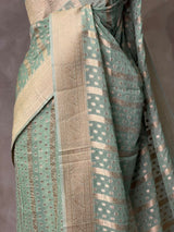 Aqua blue Banarasi Gerogette saree - PBRHS1G