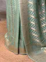 Aqua blue Banarasi Gerogette saree - PBRHS1G