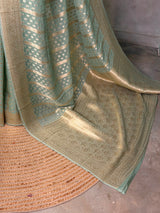 Aqua blue Banarasi Gerogette saree - PBRHS1G