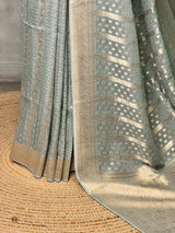 Grey Banarasi Gerogette saree - PBRHS1I
