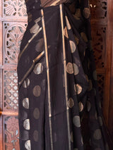 Black viscose georgette saree - PBRVT2A