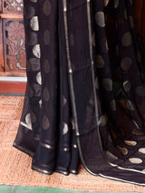 Black viscose georgette saree - PBRVT2A
