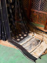 Black viscose georgette saree - PBRVT2A