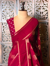 Deep maroon georgette saree - PBRVT2B