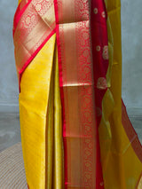 Yellow and Red Tissue banarasi silk saree -PASILK6A