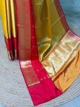 Yellow and Red Tissue banarasi silk saree -PASILK6A