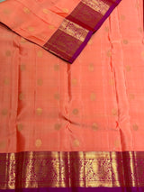 Peach and Magenta Pure Vintage Kanchipuram Silk saree - PPUREN2