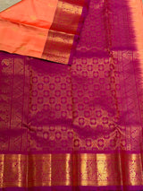 Peach and Magenta Pure Vintage Kanchipuram Silk saree - PPUREN2