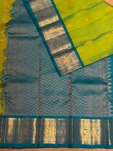 Green and Blue Pure Vintage Kanchipuram Silk saree - PPUREN6