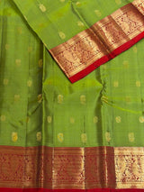 Olive green and maroon Pure Vintage Kanchipuram Silk saree - PPUREN7