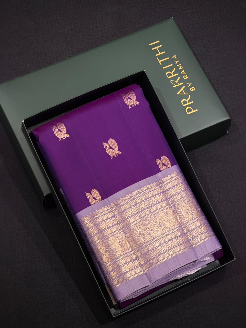 Violet and lavender Pure Vintage Kanchipuram Silk saree - PPUREN9