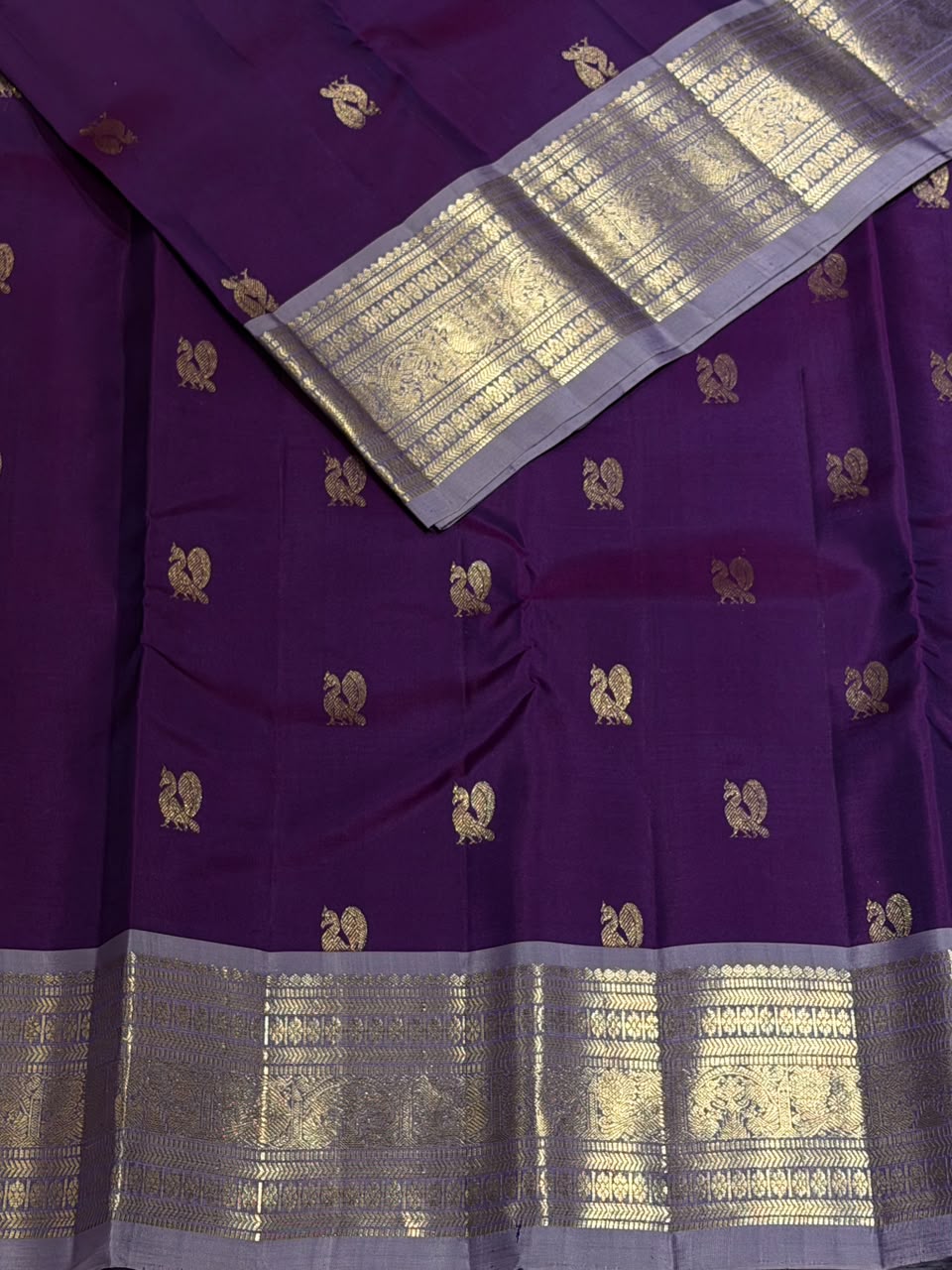 Violet and lavender Pure Vintage Kanchipuram Silk saree - PPUREN9
