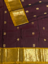 Brown and Olive Green Pure Vintage Kanchipuram Silk saree - PPUREN15