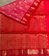 Pink and Red Pure Kanchipuram Silk saree - PPUREN17