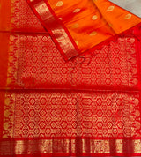 Yellow and Red Pure Kanchipuram Silk saree - PPUREN18