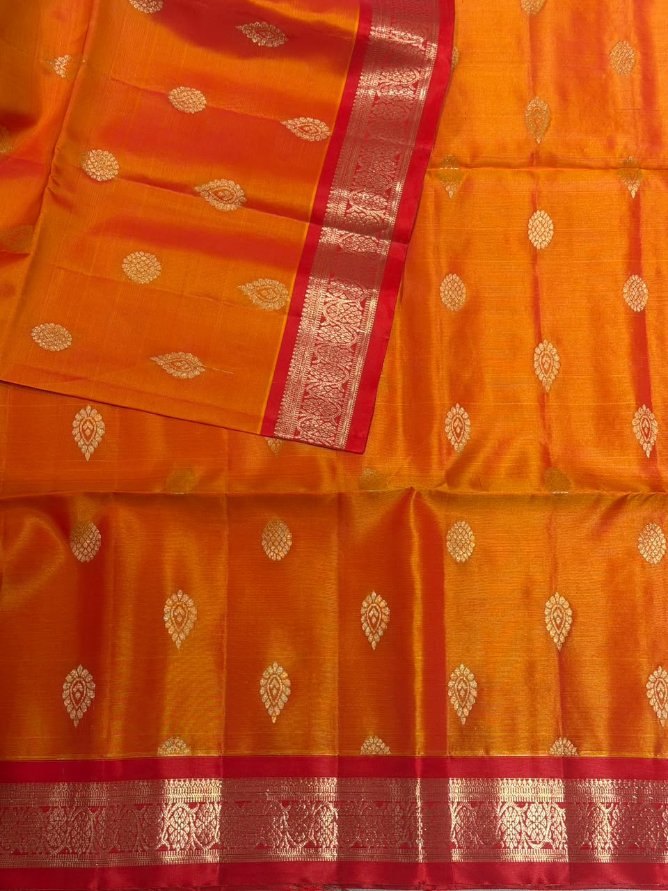 Yellow and Red Pure Kanchipuram Silk saree - PPUREN18