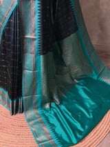 Bottle Green and Aqua blue Silk saree - PBRZU1A