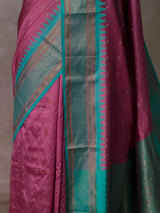 Onion Pink and Aqua blue Silk saree - PBRZU1C
