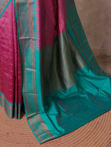 Onion Pink and Aqua blue Silk saree - PBRZU1C
