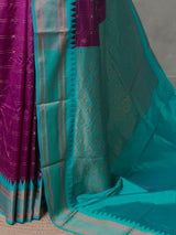 Deep Wine and Aqua blue Silk saree - PBRZU1D