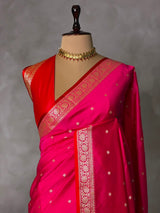 Rani Pink and Red Silk saree - PBRZU2A