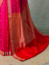 Rani Pink and Red Silk saree - PBRZU2A