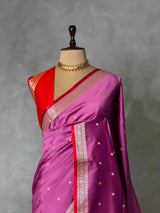 Onion Pink and Red Silk saree - PBRZU2C