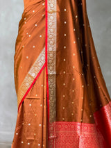 Light Brown and Red Silk saree - PBRZU2E
