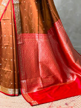 Light Brown and Red Silk saree - PBRZU2E