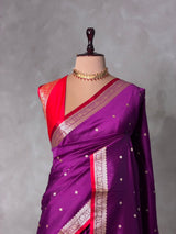 Purple and Red Silk saree - PBRZU2F