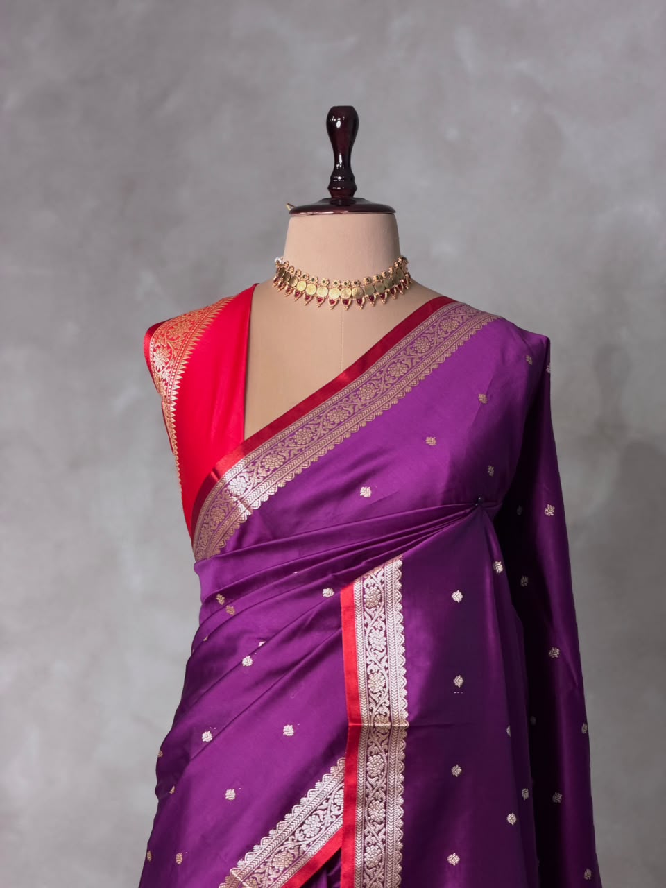 Purple and Red Silk saree - PBRZU2F