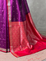 Purple and Red Silk saree - PBRZU2F
