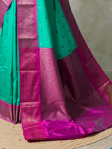 Aqua Green and Magenta Silk saree - PBRZU3