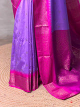 Deep Lavender and Magenta Silk saree - PBRZU3A