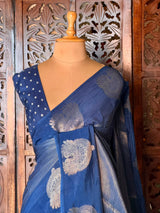 Blue viscose georgette saree - PBRVT3A