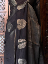 Black viscose georgette saree - PBRVT3B