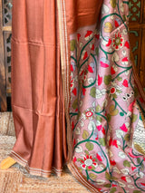Rust brown semi tusser saree - PBRBAL1B