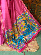 Dark Pink semi tusser saree - PBRBAL2B