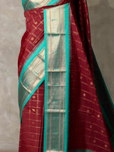 Dark Brown and aqua blue Silk saree - PBRZU4D