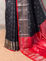 Black and Red Silk saree - PBRZU5