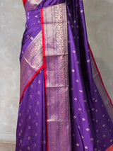 Violet and Red Silk saree - PBRZU5A