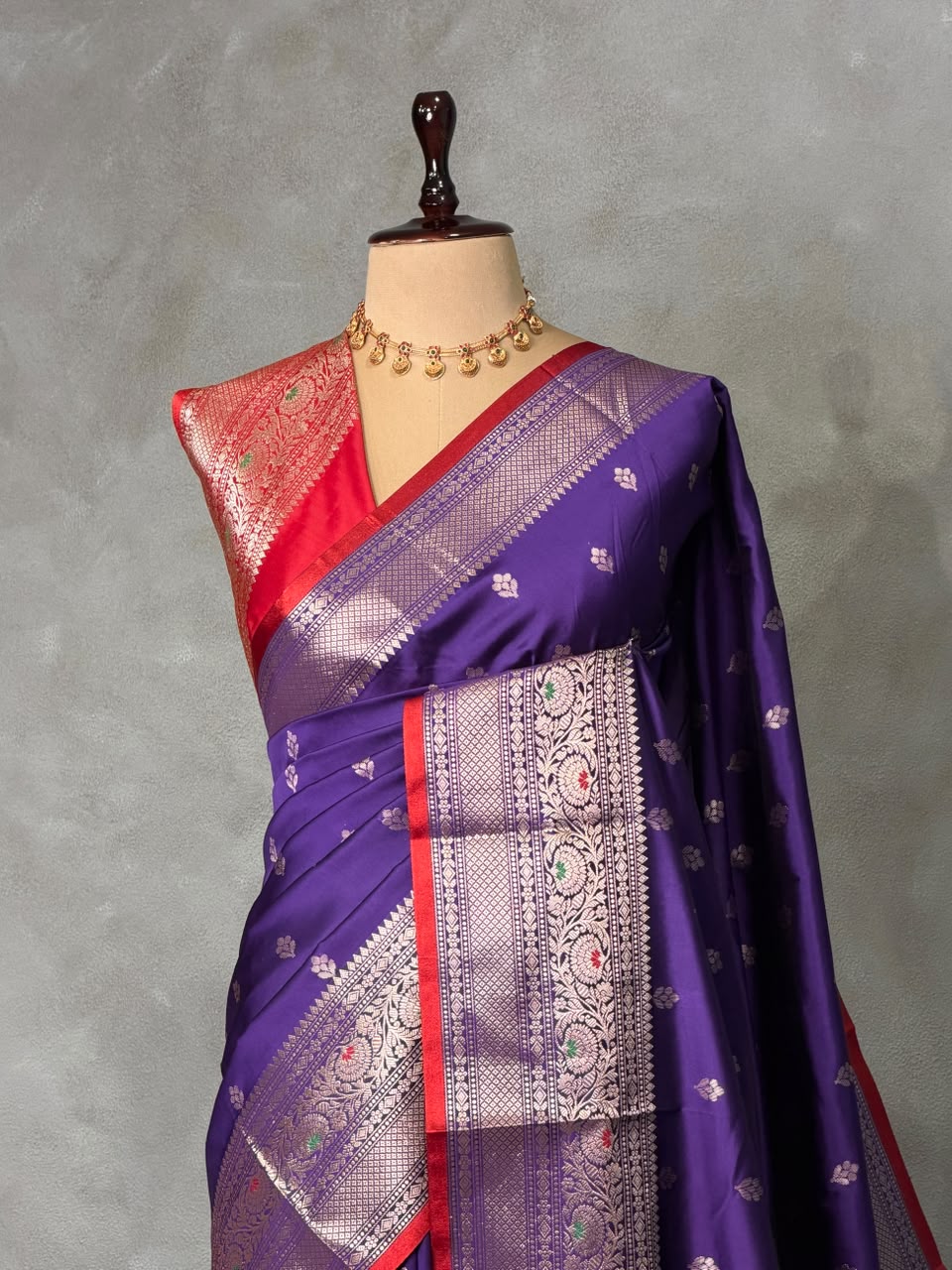 Violet and Red Silk saree - PBRZU5A