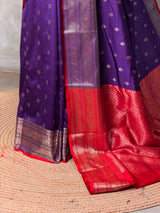 Violet and Red Silk saree - PBRZU5A