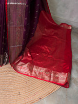 Wine and Red Silk saree - PBRZU5C